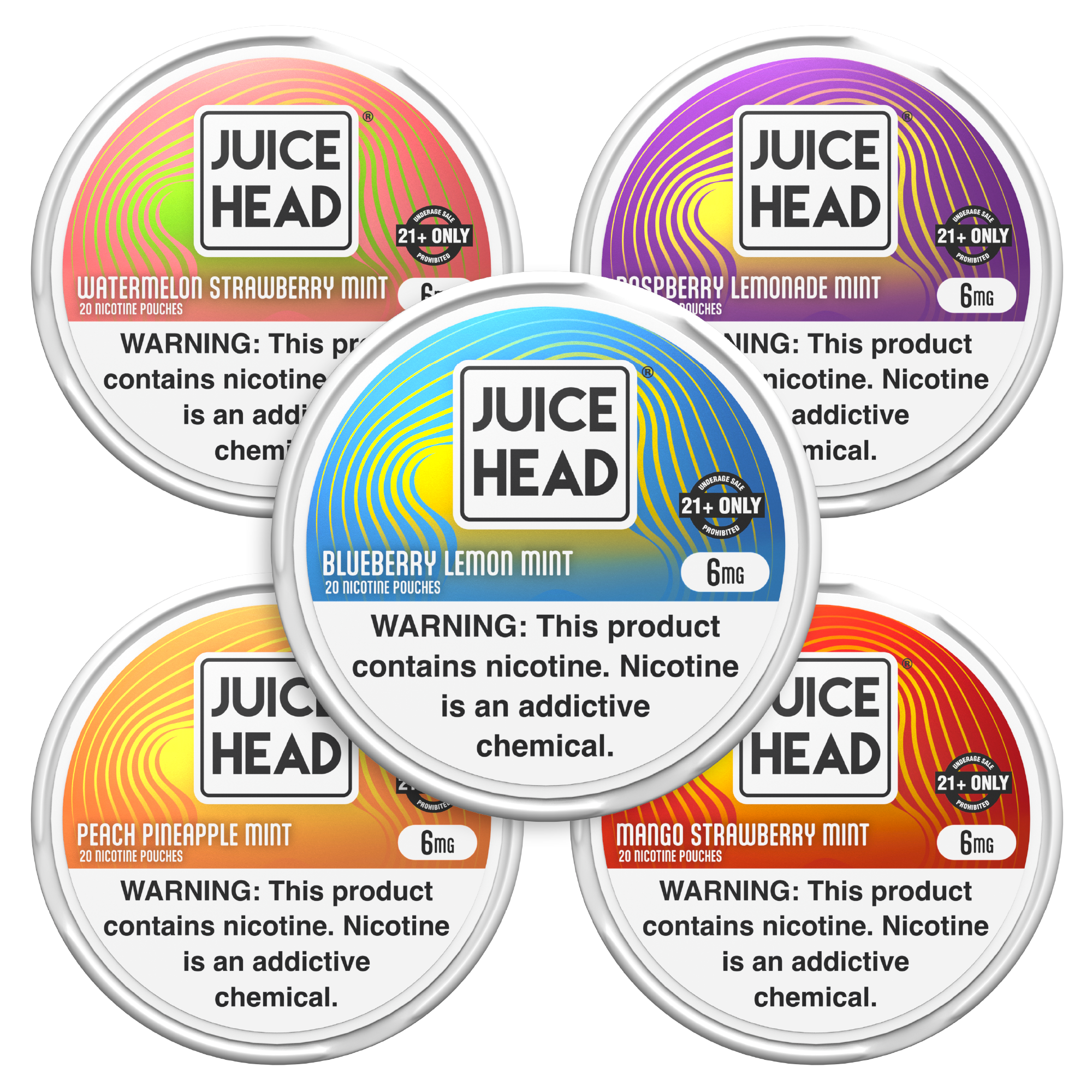Juice Head Nicotine Pouches Variety Pack sachets 6mg 5 parfums sans tabac