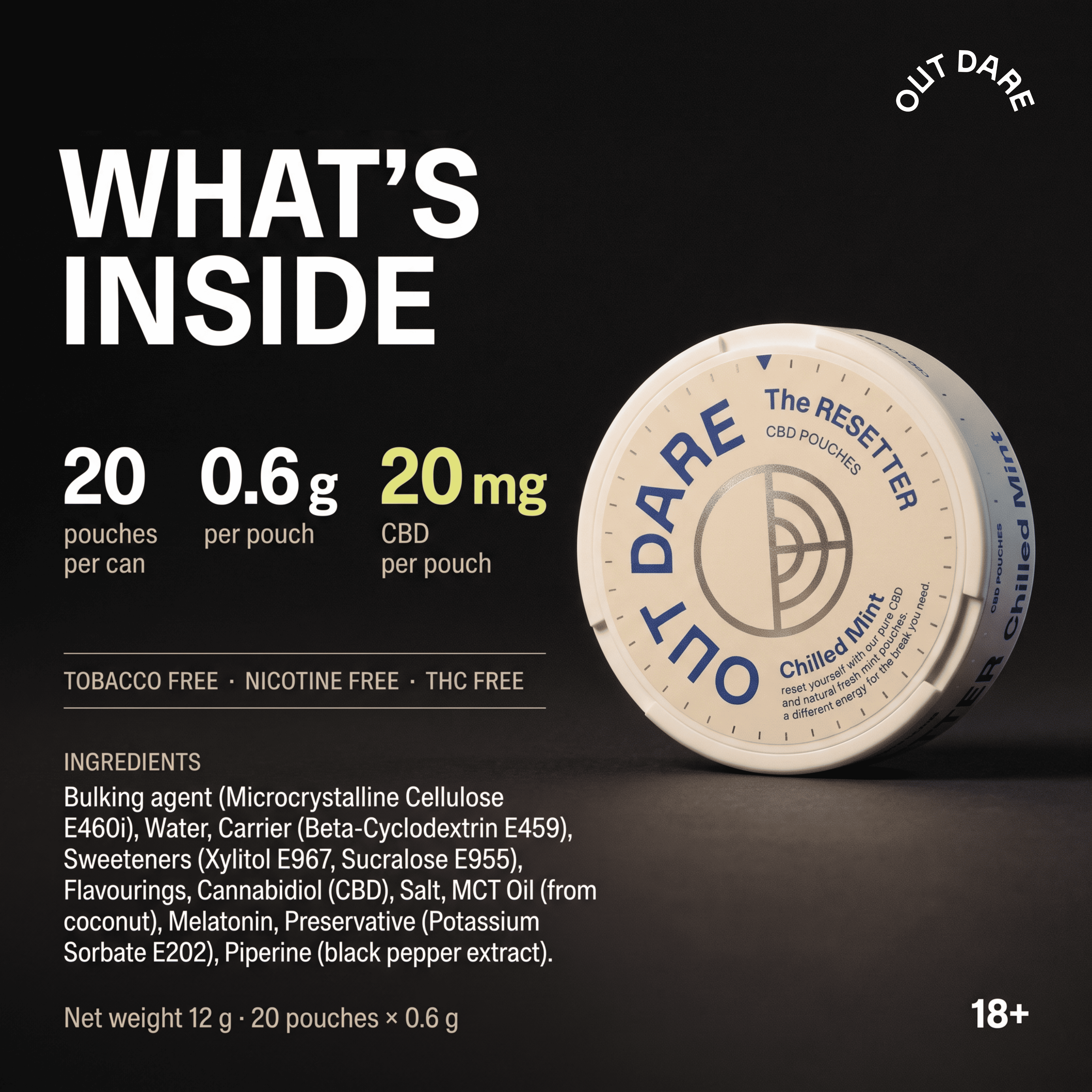 OUT DARE Sleep Pouches pouch sommeil 20 mg CBD menthe